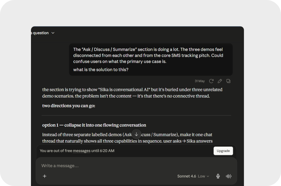 Sika bot conversation screenshot